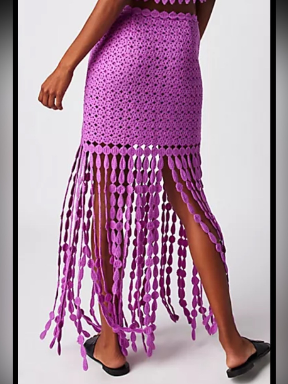 Elie pink crochet cactus fringe skirt by sailor . - Picture 5 of 11